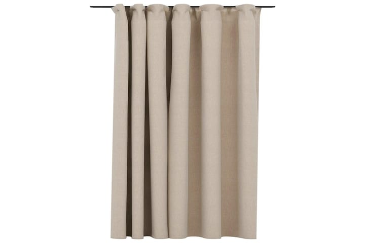 Lystett gardin med kroker og lin-design beige 290x245 cm - Beige - Mørkleggingsgardin