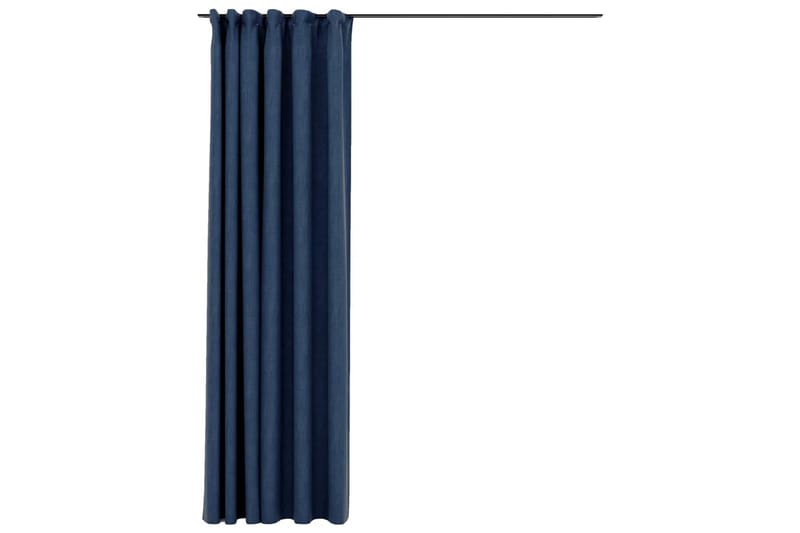 Lystett gardin med kroker og lin-design blå 290x245 cm - Blå - Mørkleggingsgardin