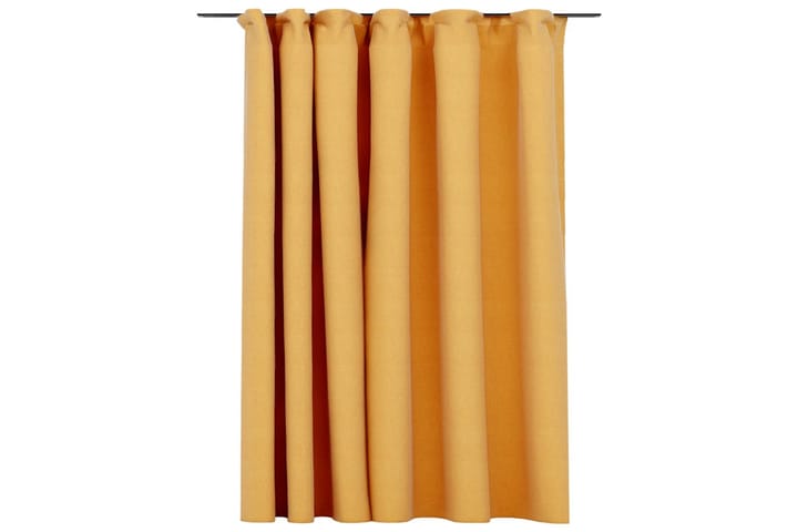 Lystett gardin med kroker og lin-design gul 290x245 cm - Gul - Mørkleggingsgardin