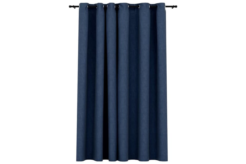 Lystett gardin med maljer og lin-design blå 290x245 cm - Blå - Mørkleggingsgardin