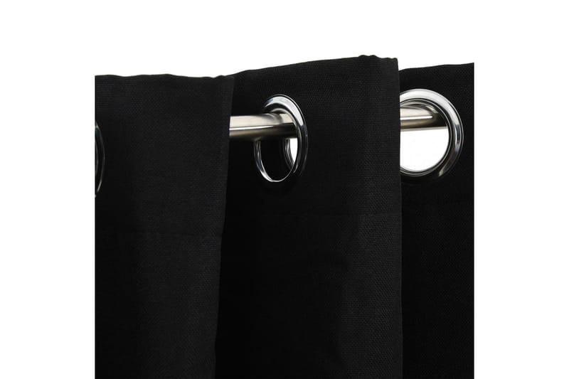 Lystett gardin med maljer og lin-design svart 290x245 cm - Svart - Mørkleggingsgardin