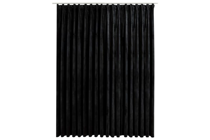 Lystett gardin med metallkroker fløyel svart 290x245 cm - Mørkleggingsgardin