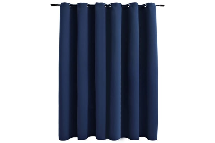 Lystett gardin med metallringer blå 290x245 cm - Mørkleggingsgardin