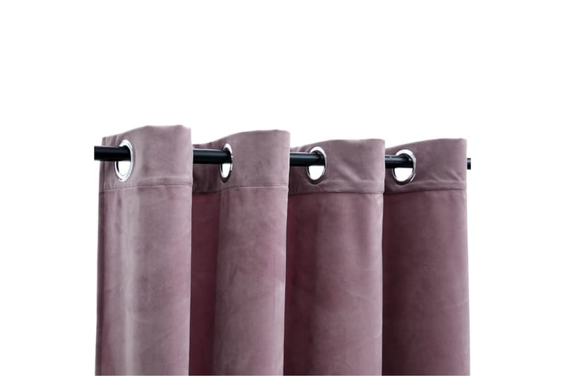 Lystett gardin med metallringer fløyel antikk rosa 290x245cm - Mørkleggingsgardin