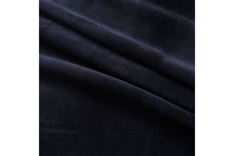 Lystett gardin med metallringer fløyel svart 290x245 cm - Mørkleggingsgardin