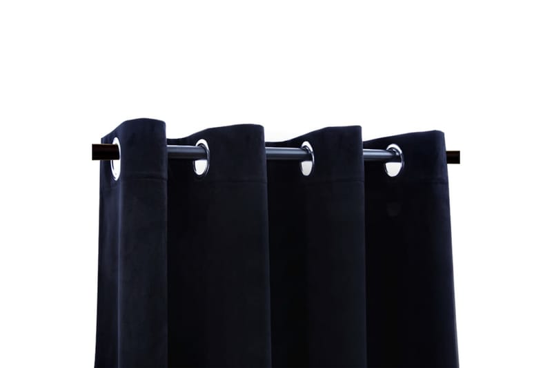 Lystett gardin med metallringer fløyel svart 290x245 cm - Mørkleggingsgardin