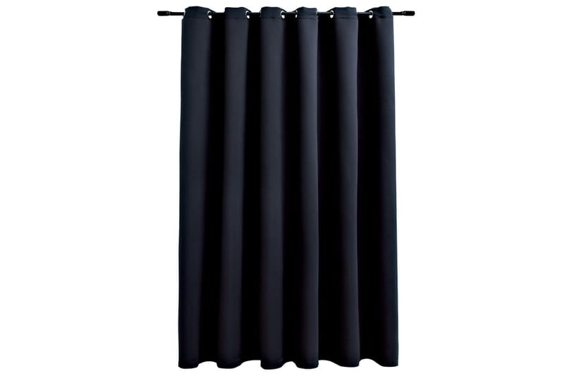 Lystett gardin med metallringer svart 290x245 cm - Mørkleggingsgardin
