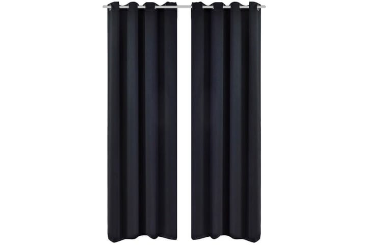 Lystette gardiner 2 stk med metallmaljer 135x175 cm svart - Mørkleggingsgardin