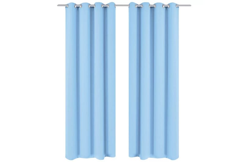 Lystette gardiner 2 stk med metallmaljer 135x175 cm turkis - Blå - Mørkleggingsgardin