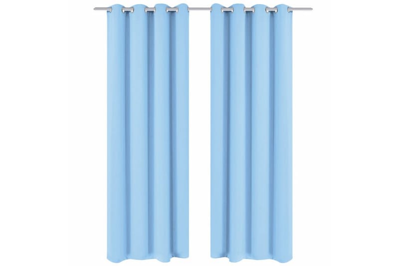 Lystette gardiner 2 stk med metallmaljer 135x245 cm turkis - Blå - Mørkleggingsgardin