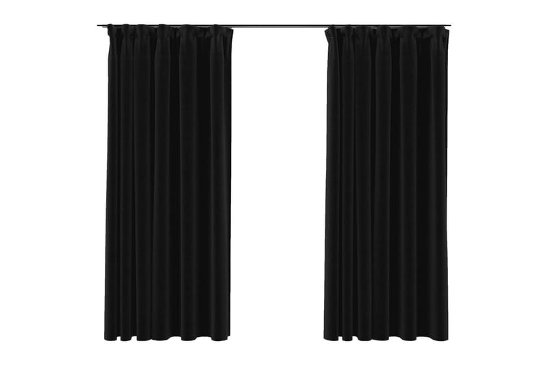 Lystette gardiner kroker lin-design 2 stk antrasitt 140x175 - Antrasittgrå - Mørkleggingsgardin