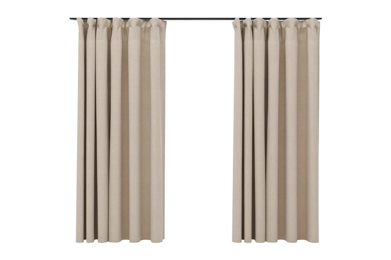Lystette gardiner kroker og lin-design 2 stk beige 140x175cm - Beige - Mørkleggingsgardin
