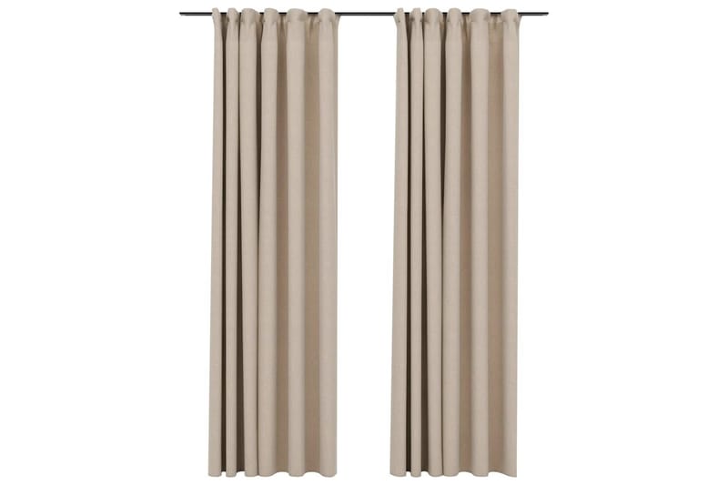 Lystette gardiner kroker og lin-design 2 stk beige 140x245cm - Beige - Mørkleggingsgardin