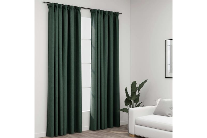 Lystette gardiner kroker og lin-design 2 stk grønn 140x225cm - grønn - Mørkleggingsgardin
