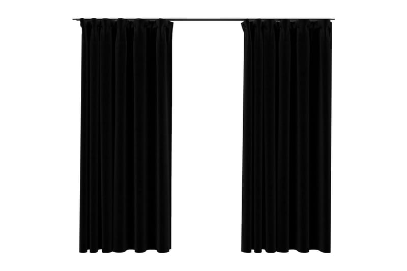 Lystette gardiner kroker og lin-design 2 stk svart 140x175cm - Svart - Mørkleggingsgardin