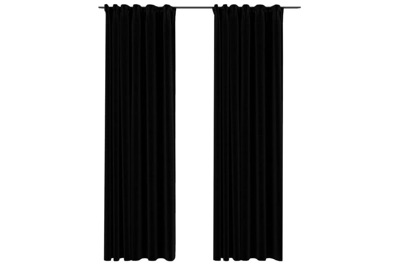 Lystette gardiner kroker og lin-design 2 stk svart 140x225cm - Svart - Mørkleggingsgardin