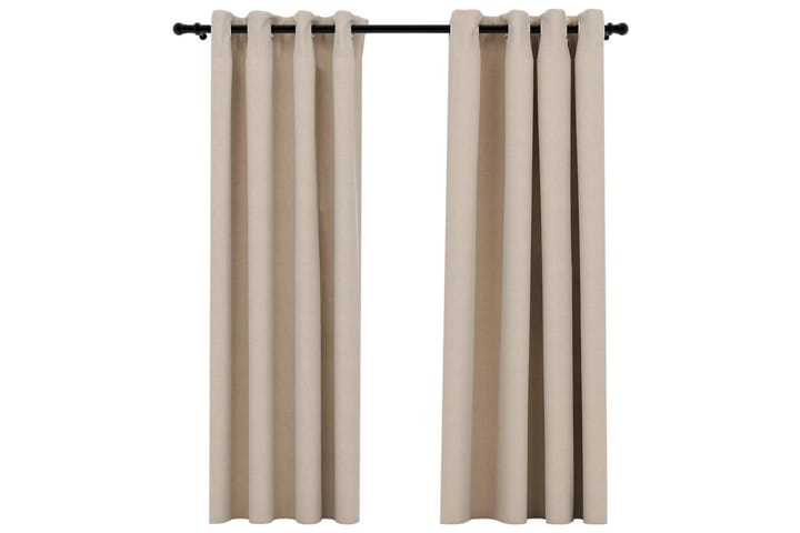 Lystette gardiner maljer og lin-design 2 stk beige 140x175cm - Beige - Mørkleggingsgardin