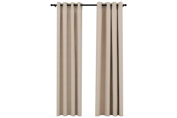 Lystette gardiner maljer og lin-design 2 stk beige 140x245cm - Beige - Mørkleggingsgardin