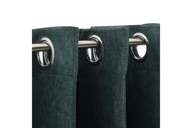 Lystette gardiner maljer og lin-design 2 stk grønn 140x245cm - grønn - Mørkleggingsgardin