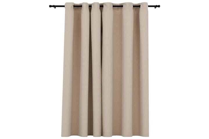 Lystette gardiner maljer og lin-design beige 290x245 cm - Beige - Mørkleggingsgardin