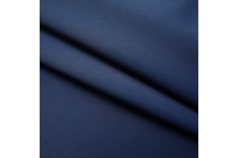 Lystette gardiner med kroker 2 stk blå 140x175 cm - Mørkleggingsgardin
