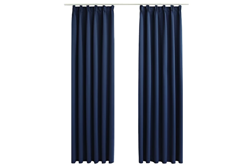 Lystette gardiner med kroker 2 stk blå 140x225 cm - Mørkleggingsgardin
