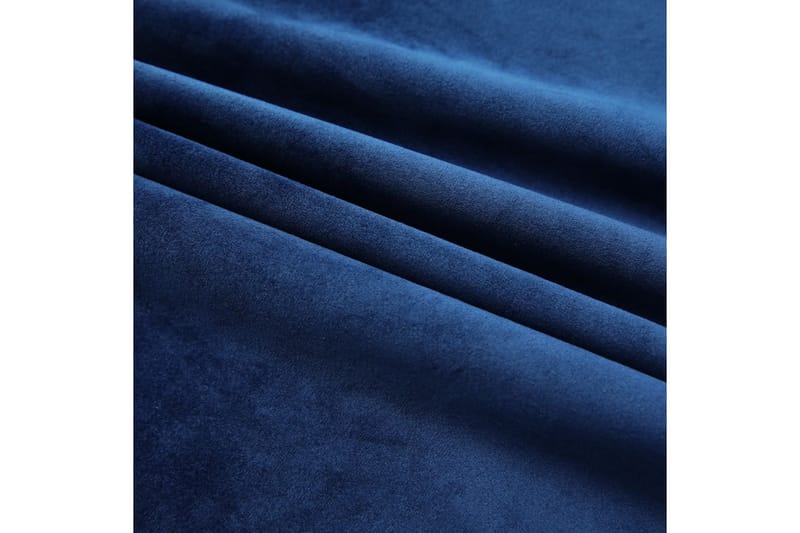 Lystette gardiner med kroker 2 stk fl�øyel mørkeblå 140x245cm - Mørkleggingsgardin