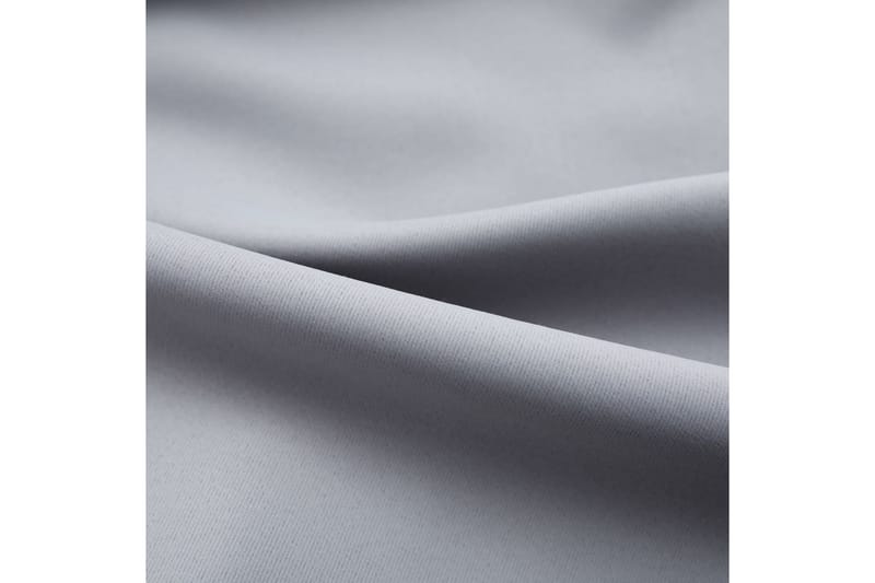 Lystette gardiner med kroker 2 stk grå 140x245 cm - Mørkleggingsgardin