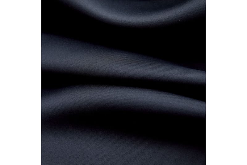 Lystette gardiner med metallringer 2 stk svart 140x245 cm - Mørkleggingsgardin