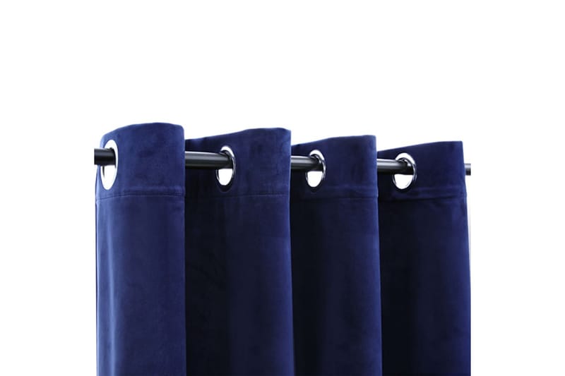 Lystette gardiner med ringer 2 stk fløyel mørkeblå 140x175cm - Mørkleggingsgardin