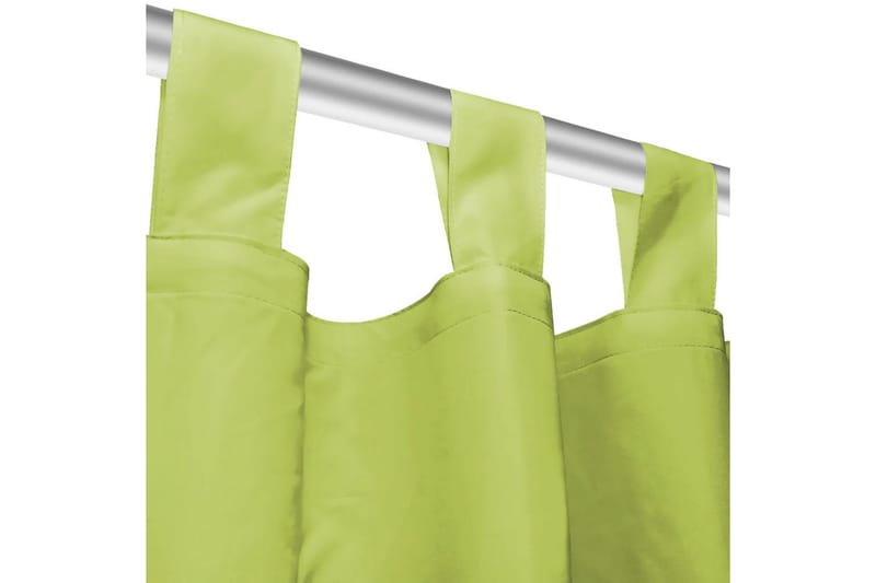 Mikrosateng gardiner med hemper 2 stk 140x175 cm grønn - Grønn - Mørkleggingsgardin