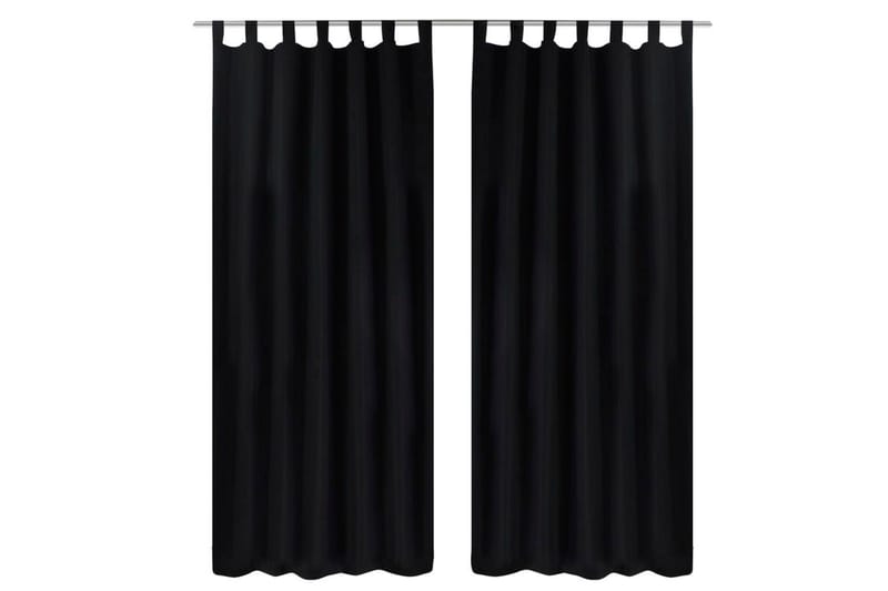Mikrosateng Gardiner Svarte med løkker 140 x 245 cm 2 stk - Mørkleggingsgardin