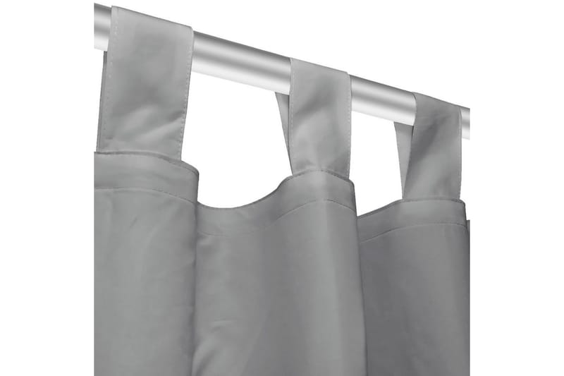 Mikrosateng gardiner med hemper 2 stk 140x175 cm grå - Grå - Mørkleggingsgardin