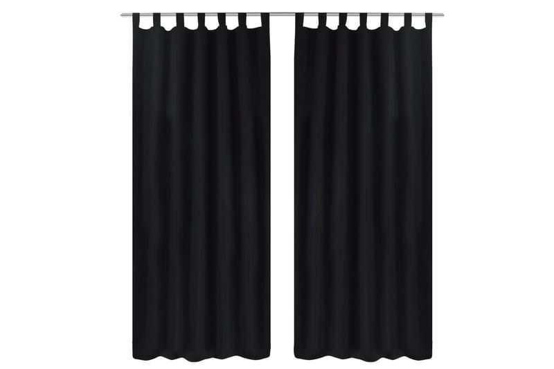 Mikrosateng Gardiner Svarte med løkker 140 x 225 cm 2 stk - Mørkleggingsgardin