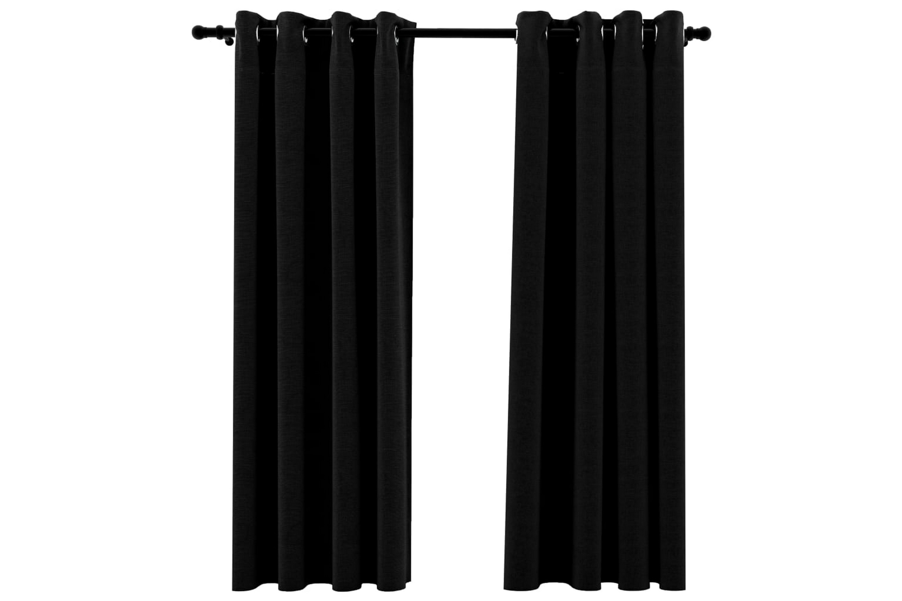 Be Basic Lystette gardiner maljer og lin-design 2 stk svart 140x175cm - Svart