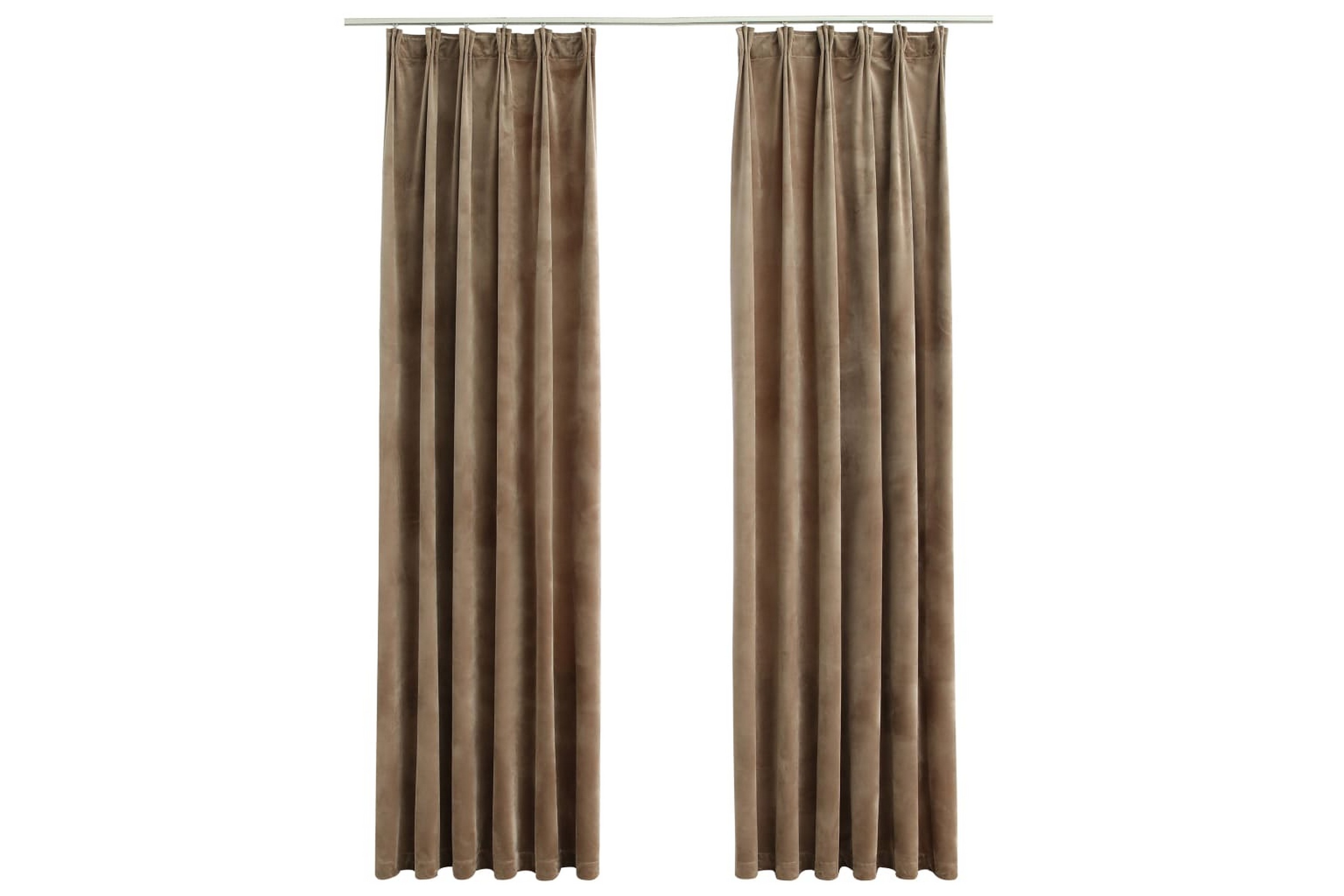 Lystette gardiner med kroker 2 stk fløyel beige 140x245 cm -