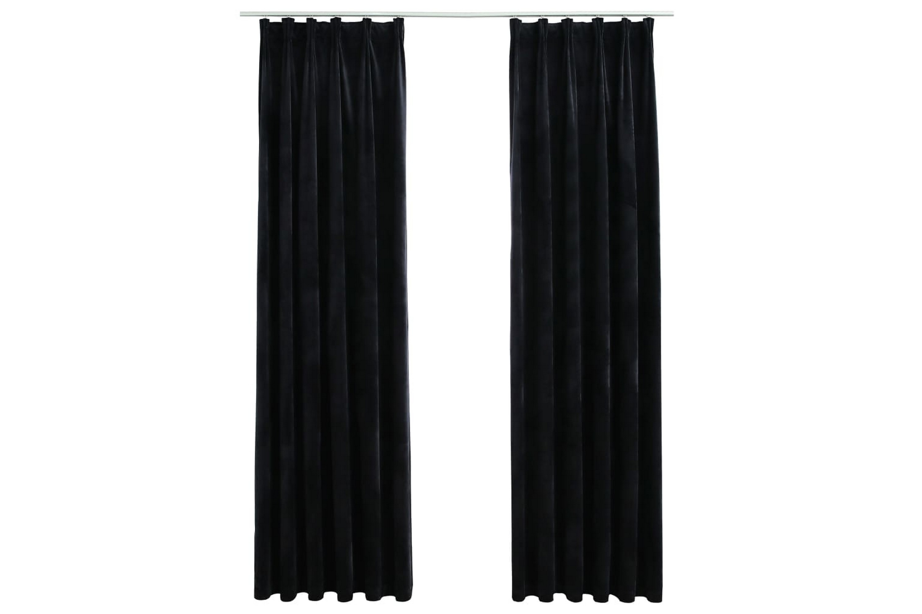 Be Basic Lystette gardiner med kroker 2 stk fløyel svart 140x225 cm -