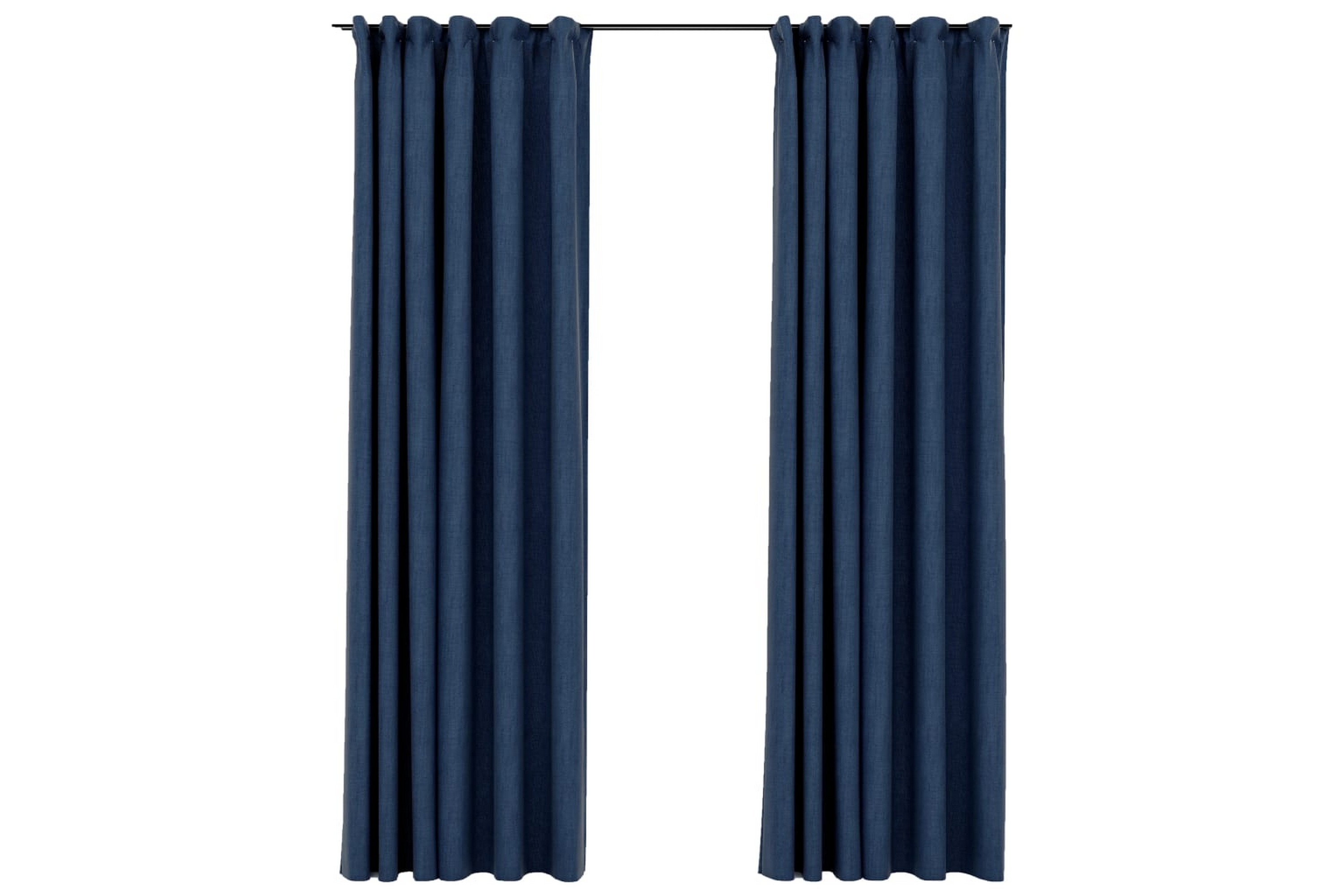 Be Basic Lystette gardiner med kroker og lin-design 2 stk 140x225 cm - Blå