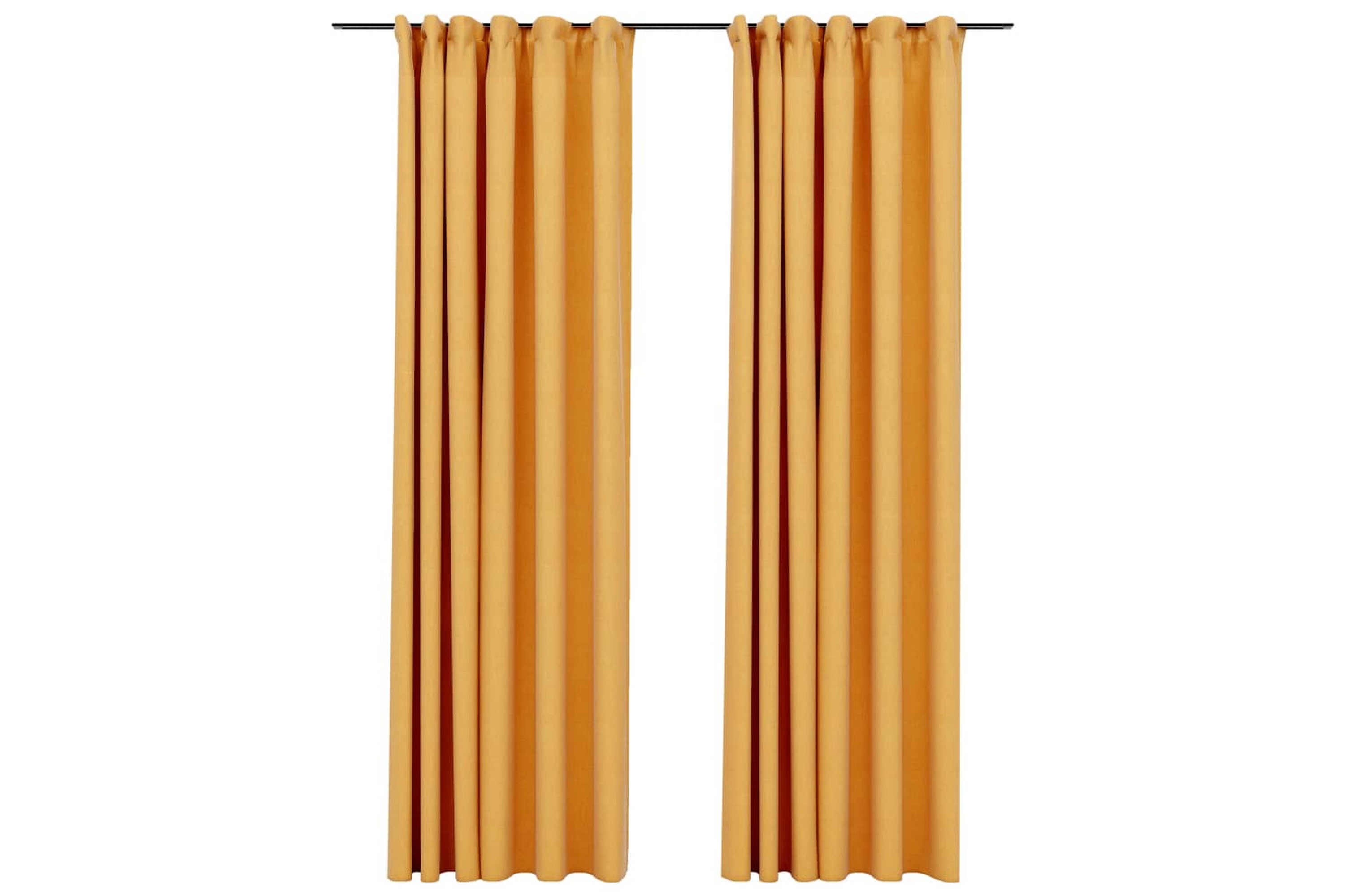 Be Basic Lystette gardiner med kroker og lin-design 2 stk 140x225 cm - Gul