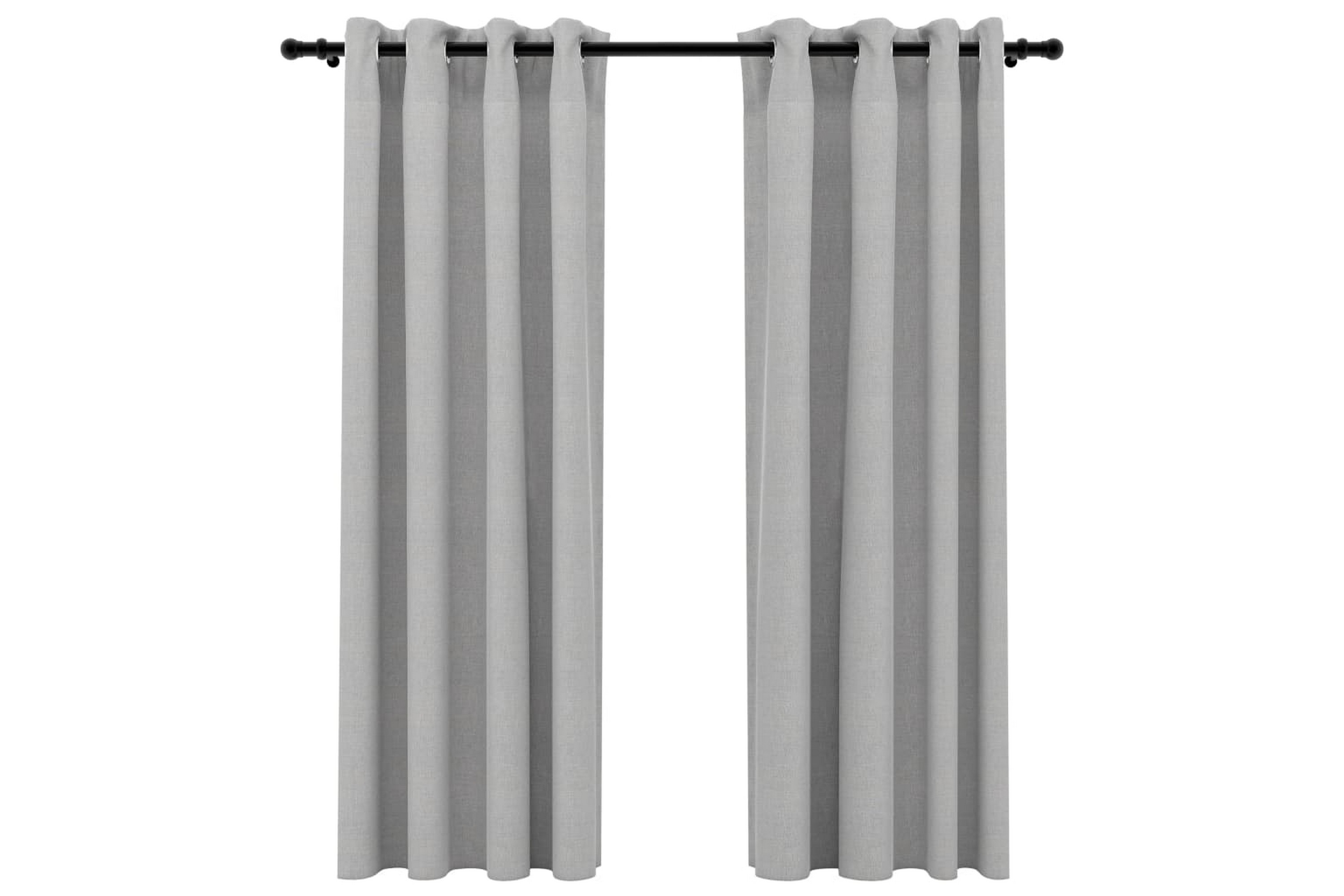 Be Basic Lystette gardiner med maljer og lin-design 2 stk 140x175 cm - Grå