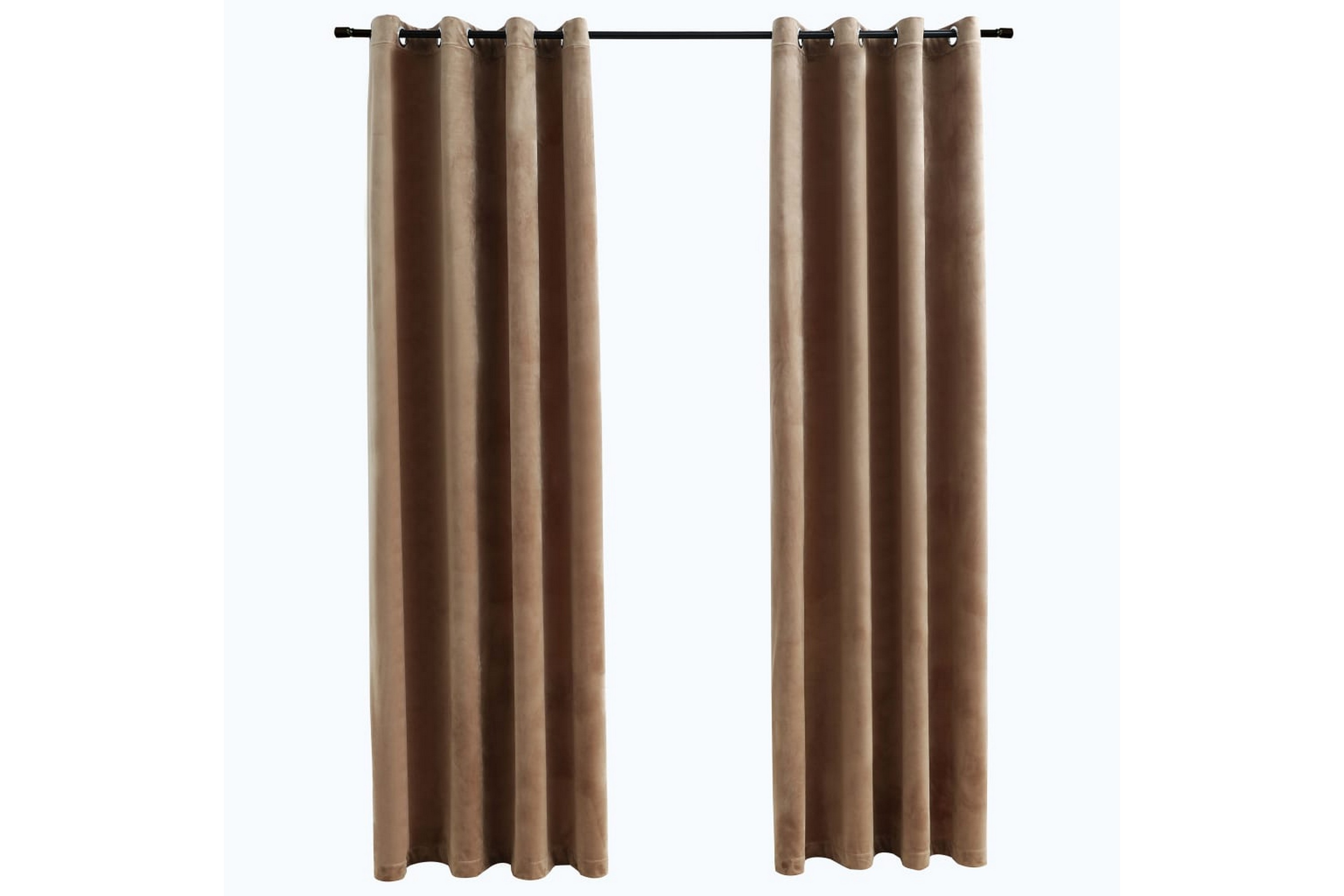 Be Basic Lystette gardiner med ringer 2 stk fløyel beige 140x175 cm -