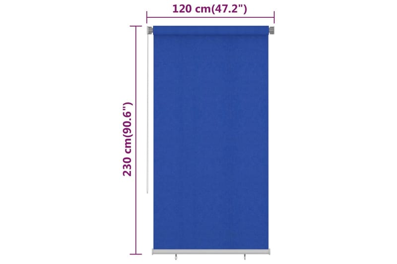 Utendørs rullegardin 120x230 cm blå HDPE - Blå - Rullegardin