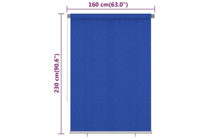 Utendørs rullegardin 160x230 cm blå HDPE - Blå - Rullegardin