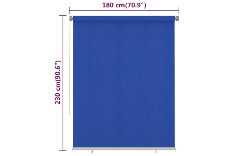 Utendørs rullegardin 180x230 cm blå HDPE - Blå - Rullegardin