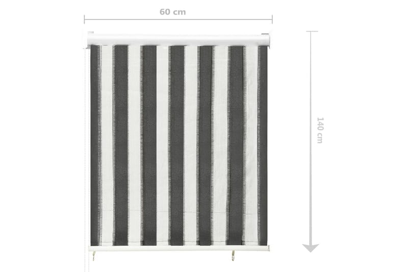 Utendørs rullegardin 60x140 cm antrasitt og hvit stripe - Antrasittgrå - Rullegardin