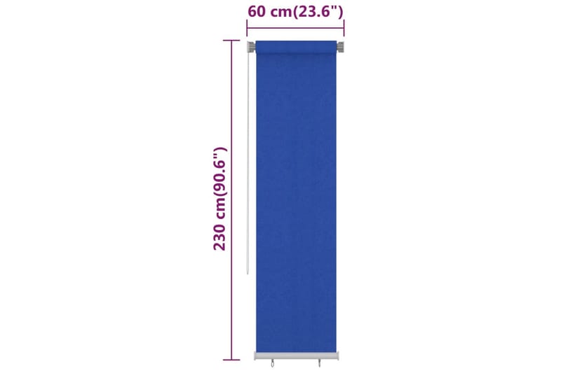 Utendørs rullegardin 60x230 cm blå HDPE - Blå - Rullegardin