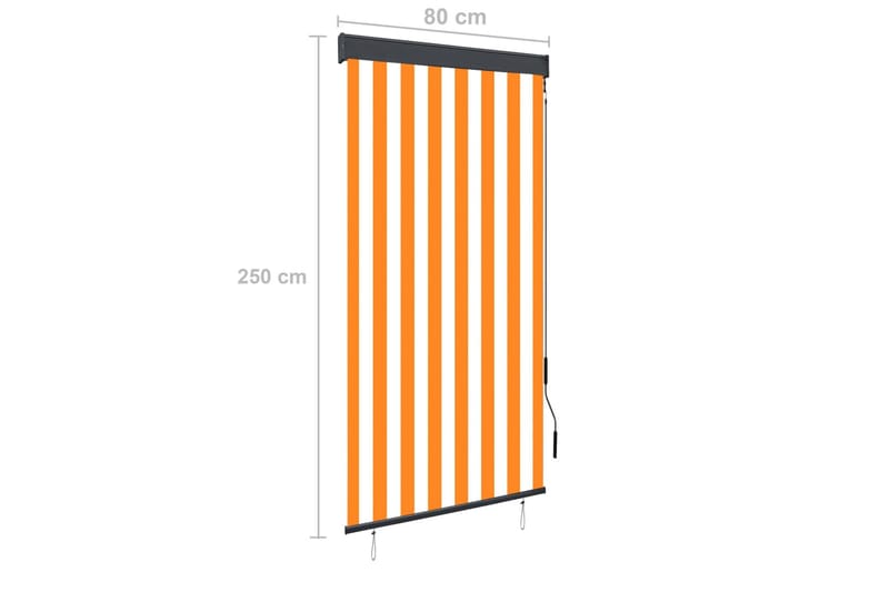 Utendørs rullegardin 80x250 cm hvit og oransje - Oransj - Rullegardin