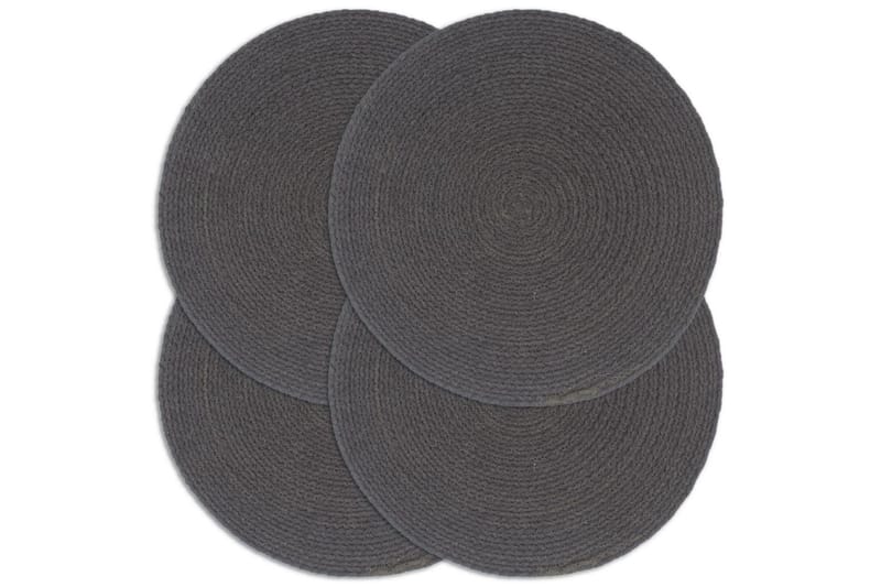 Bordmatter 4 stk ren mørkegrå 38 cm rund bomull - Bordmatte - Bordbrikke - Kjøkkentekstiler
