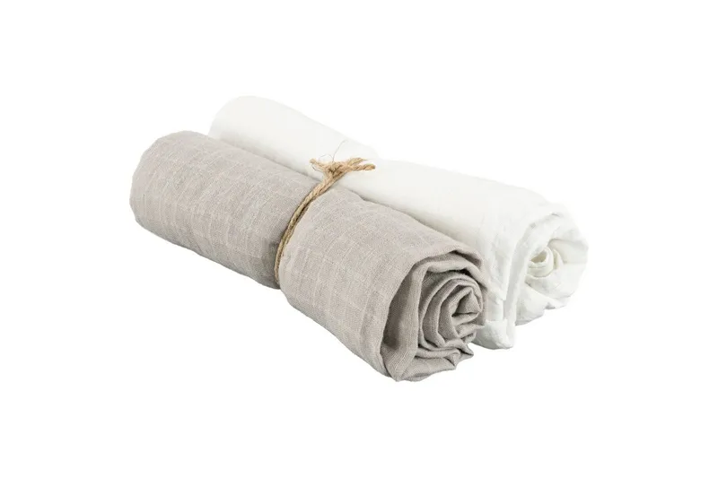 Muslinwrap 2-Pakk, Hvit/Grå (70 x 70 cm)