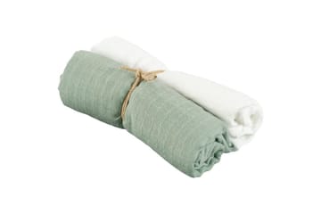 Muslinwrap 2-pakning - Hvit/Grønn (70 x 70 cm) - Tekstiler & tepper - Barnetekstiler - Babyteppe